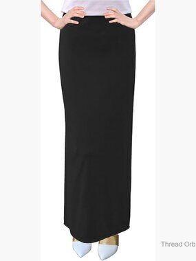 Polyester Maxi Skirt 37" Length Straight Fit High Rise Waist